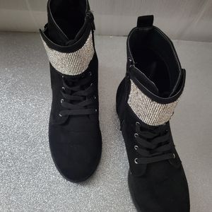 SOLD!!!Sparkle Suede/ Microfiber Combat Boots
